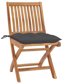 Cadeiras de jardim dobráveis c/ almofadões 8 pcs teca maciça