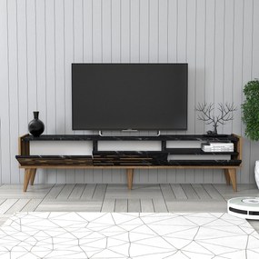 Conjunto de Mobiliário de Sala de Estar Valensiya – Nogueira/Preto/Már
