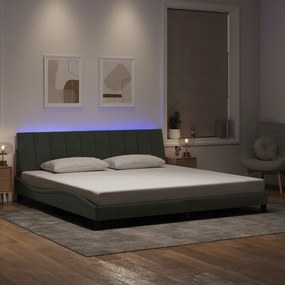 Estrutura de cama c/ luzes LED 200x200 cm veludo cinzento-claro