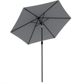 Outsunny Guarda-sol de Jardim Exterior Redondo 2m, Inclinável a 30°, Manivela, Mastro em Alumínio, Tecido 180 g/m², Anti-UV, Cinza Escuro | Aosom Portugal