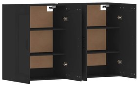 Móveis de parede 2 pcs derivados de madeira preto
