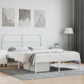 352629 vidaXL Estrutura de cama com cabeceira 150x200 cm metal branco