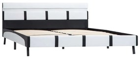 Estrutura de cama com LED 160x200 cm couro artificial branco