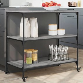 vidaXL Carrinho cozinha 102x50x95 cm derivados madeira cinza sonoma