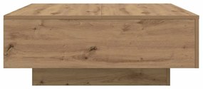 Mesa de Centro vidaXL com Luzes de LED Carvalho Artesanal 80x80x31 cm