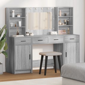 Conjunto de Maquilhagem 3 Peças vidaXL Cinza Sonoma em Madeira de Engenharia
