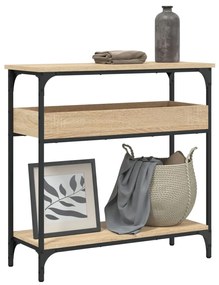 vidaXL Mesa consola c/ prateleira derivados de madeira carvalho sonoma