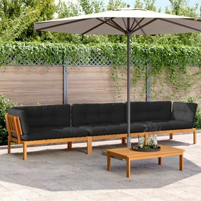 vidaXL 4 pcs móveis de paletes p/ jardim c/ almofadões acácia maciça