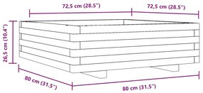 Vaso/floreira de jardim 80x80x26,5 cm pinho maciço branco