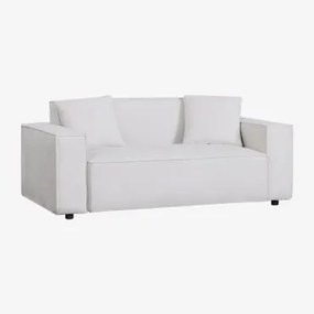 Sofá De 2 Lugares Em Tecido Basian Bouclé Chenille Branco Quebrado - Sklum