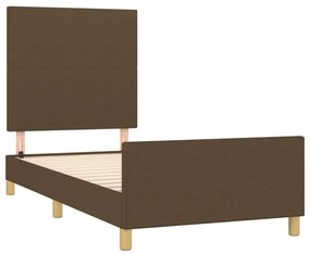 Estrutura de cama sem colchão 90x190 cm tecido castanho-escuro