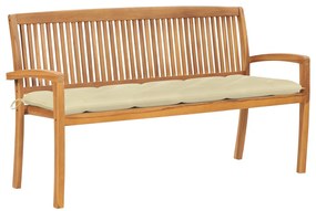 Banco de jardim empilhável c/ almofadão 159 cm teca maciça