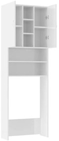 Armário máquina lavar roupa 64x25,5x190 cm branco brilhante