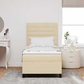Cama Box com Colchão Creme 80x200 cm Tecido