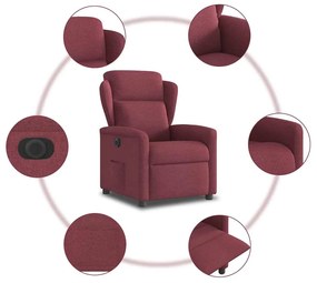 Poltrona elétrica reclinável tecido vermelho tinto