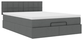 Cama otomana com colchão 140x200 cm tecido cinzento escuro