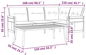 2 pcs conjunto lounge de jardim aço antracite
