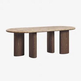 Mesa De Jantar Oval 220x100 Cm Em Mdf E Mármore Dayana Mármore Castanho Emperador - Sklum