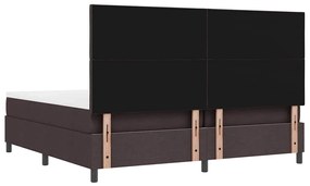 Cama Box com Colchão &amp; Banco Marrom Escuro 200x200 cm Tecido
