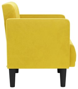 Poltrona com apoio de braços 53 cm veludo amarelo