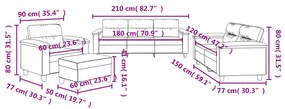 4 pcs conj. sofás c/ almofadões tecido de microfibra cor creme