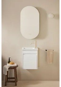 Conjunto De Móvel De Casa De Banho Suspenso Em Madeira Com Lavatório Integrado Narek Branco & Ovalado Com Armazenamento Preto 50x90 Cm Oricsa - Sklum