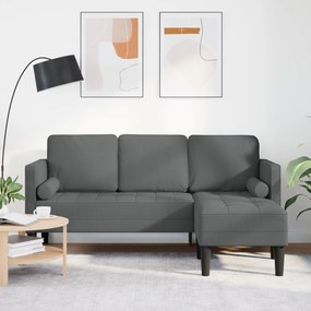 Sofá L de 3 Lugares vidaXL Cinza Escuro 160 cm Tecido