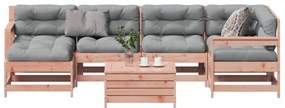7 pcs conj. lounge jardim com almofadões madeira douglas maciça
