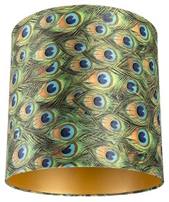 Abajur de veludo com design de pavão 40/40/40 com interior dourado