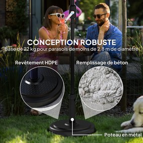 Base para guarda-sol de exterior Ø 48 x 38,5 cm para mastros com Ø 38 e 48 mm, peso líquido 22 kg, em metal preta