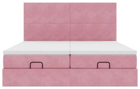 Estrutura de cama otomana com colchões 180x200 cm veludo rosa