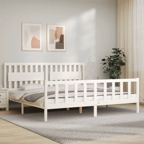 Cama sem colchão 200x200 cm madeira de pinho maciça branco