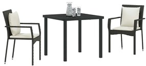 Conjunto de Jantar de Jardim 3 pcs Preto 80 x 80 x 73 cm