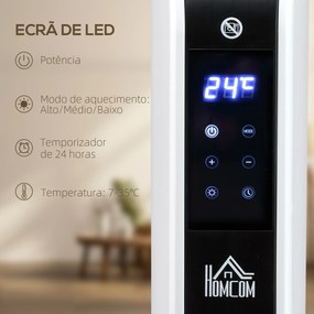 Aquecedor Elétrico 1830-2180W com 3 Modos Ecrã Táctil LED Termóstato Regulável Temporizador para 12-18 ㎡ Branco