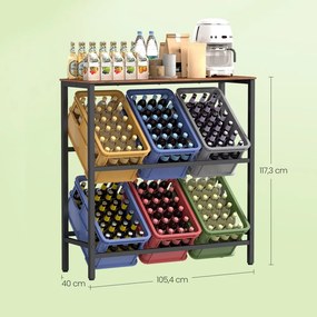 Estante para caixas de bebidas 40 x 105,4 x 117,3 cm, 2 níveis, para 6 caixas Castanho-preto