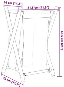 Cesto de roupa 41,5x36x63,5 cm bambu branco nata