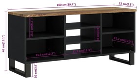 Móvel de TV 100x33x46 cm mangueira maciça/derivados madeira