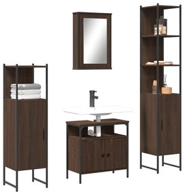 vidaXL 4 pcs conj. móveis WC derivados madeira cor carvalho castanho