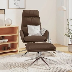 vidaXL Cadeira de descanso com banco tecido castanho