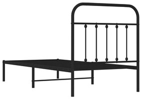 Estrutura de cama com cabeceira 90x190 cm metal preto