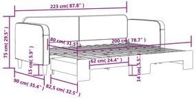 Sofá-cama com gavetão 80x200 cm tecido cinzento-escuro