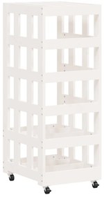 Suporte de lenha c/ rodas 40x49x110 cm pinho maciço branco