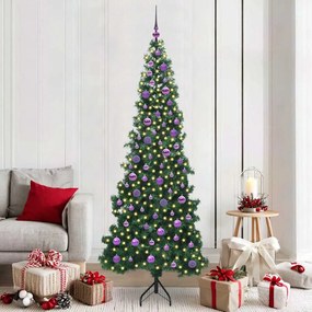 vidaXL Árvore de Natal artificial de canto Verde 210 cm PVC e Metal