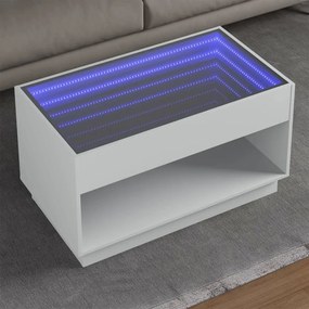 vidaXL Mesa de centro luzes LED Infinity 90x50x50 cm branco