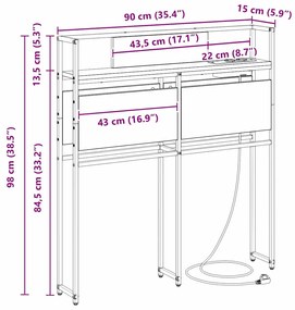 Cabeceira de armazenamento com cabeceira Sonoma cinzento 90 cm