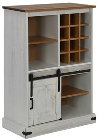 Adega HALDEN com Suporte para Vinhos e Porta Deslizante Pinho