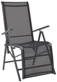 Cadeira reclinável em alumínio e textilene preto