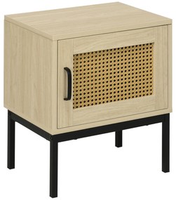 HOMCOM Mesa Cabeceira Vime Estilo Cannage Pés Metal Moderna Prática 43x30x51 cm Madeira Preto | Aosom Portugal