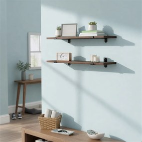 Conjunto 2 prateleiras de parede, estilo retro, 60 x 20 x 7 cm castanho-preto