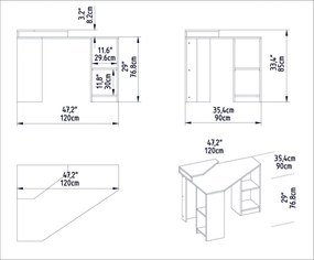 Secretária Flutuante – Branco – 120x90x76,8 cm